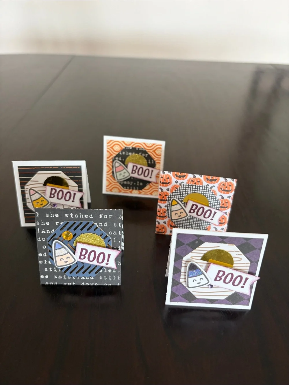 New Handmade Halloween Mini Foldable Surprise Cards - Set of 30, Colorful 2 x 2